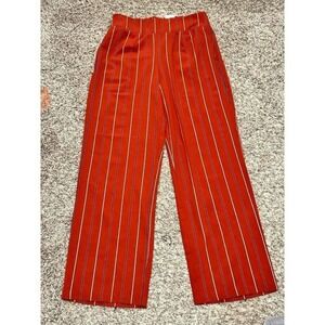 JM Sportswear Womens Rust Orange Pinstripe Wide Leg Elastic Waist Pants Size M